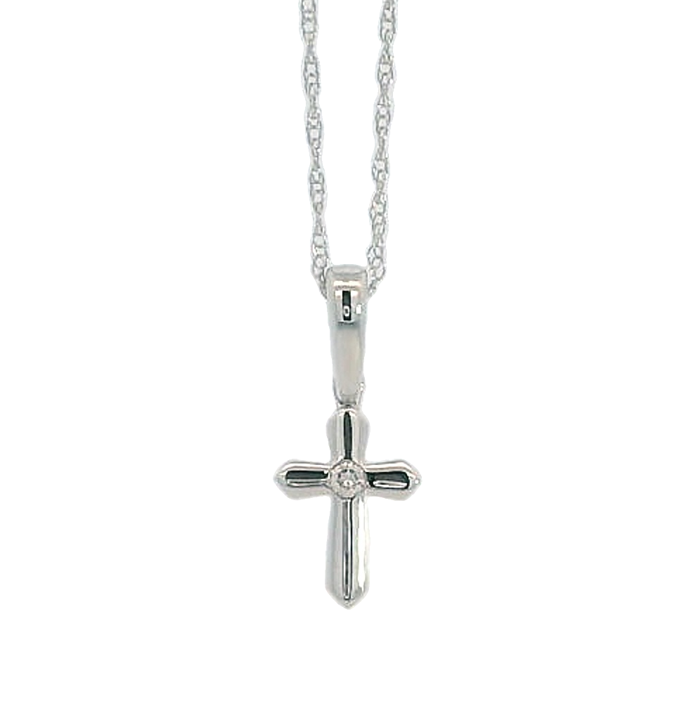 Featured image for “10k White Gold Diamond Cross Pendant”