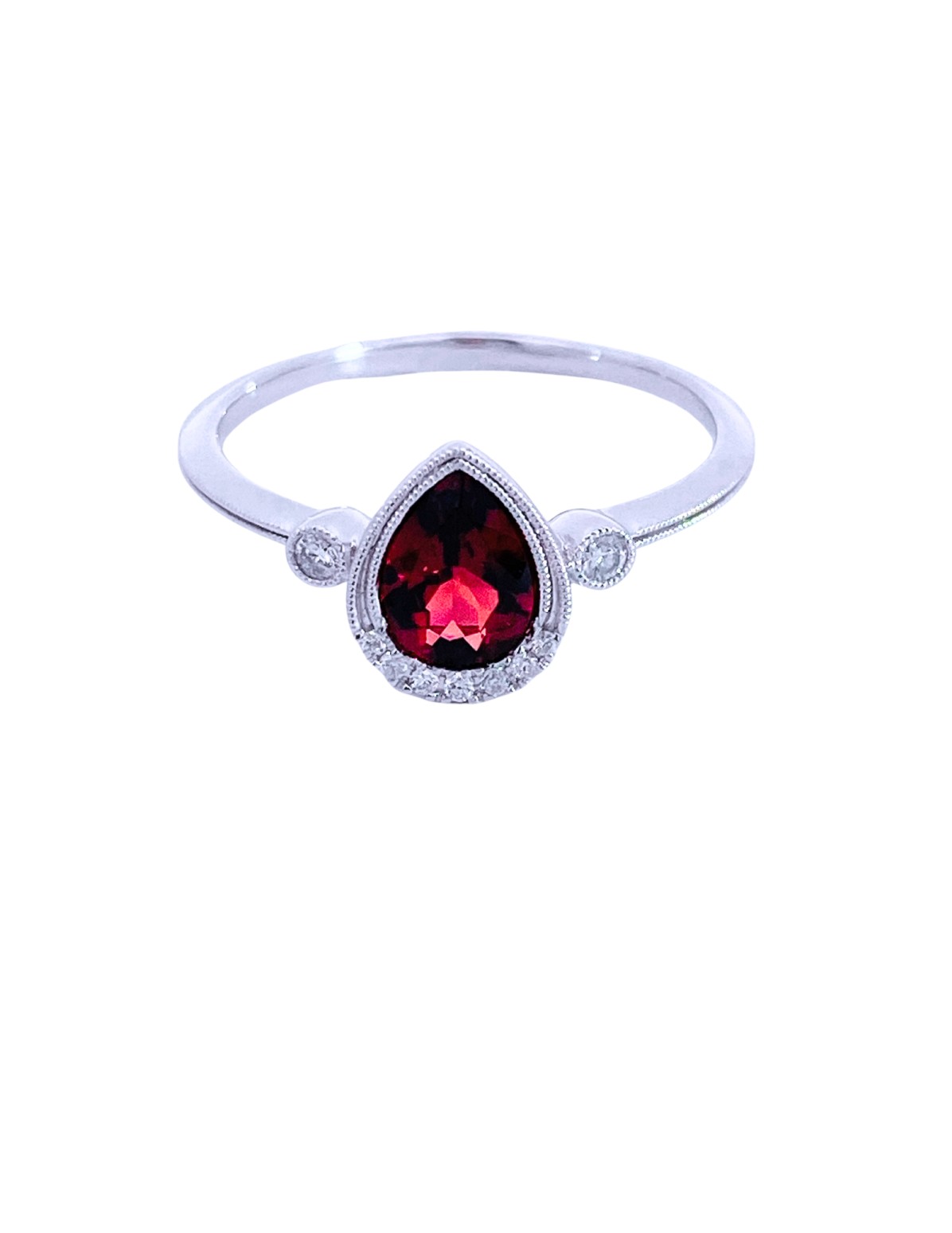 Featured image for “14k White Gold Pear-Shaped Garnet Fashion Ring”