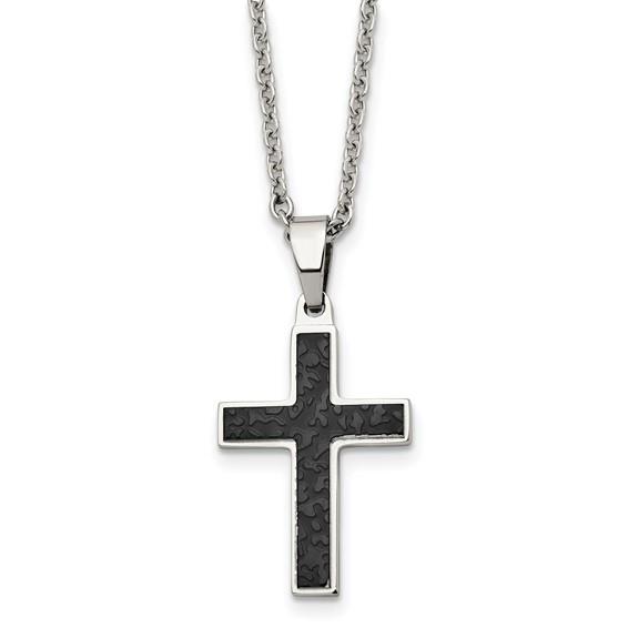 Featured image for “Sterling Silver Cross with Black Inlay”