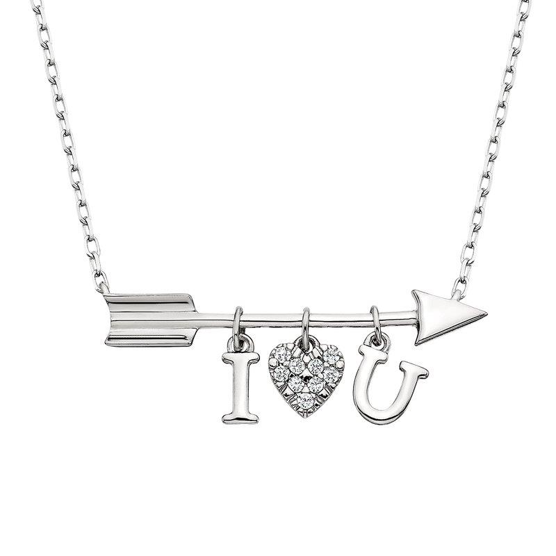 Featured image for “Sterling Silver "I Heart U" Pendant with Diamond Accents”