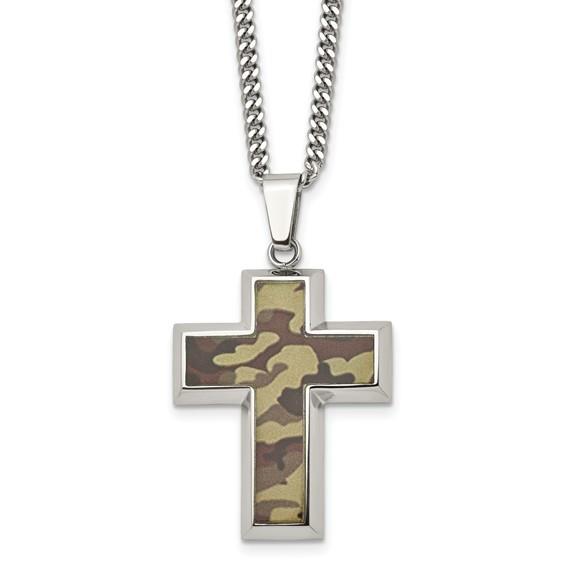 Featured image for “Stainless Steel Cross with Wood Inlay”