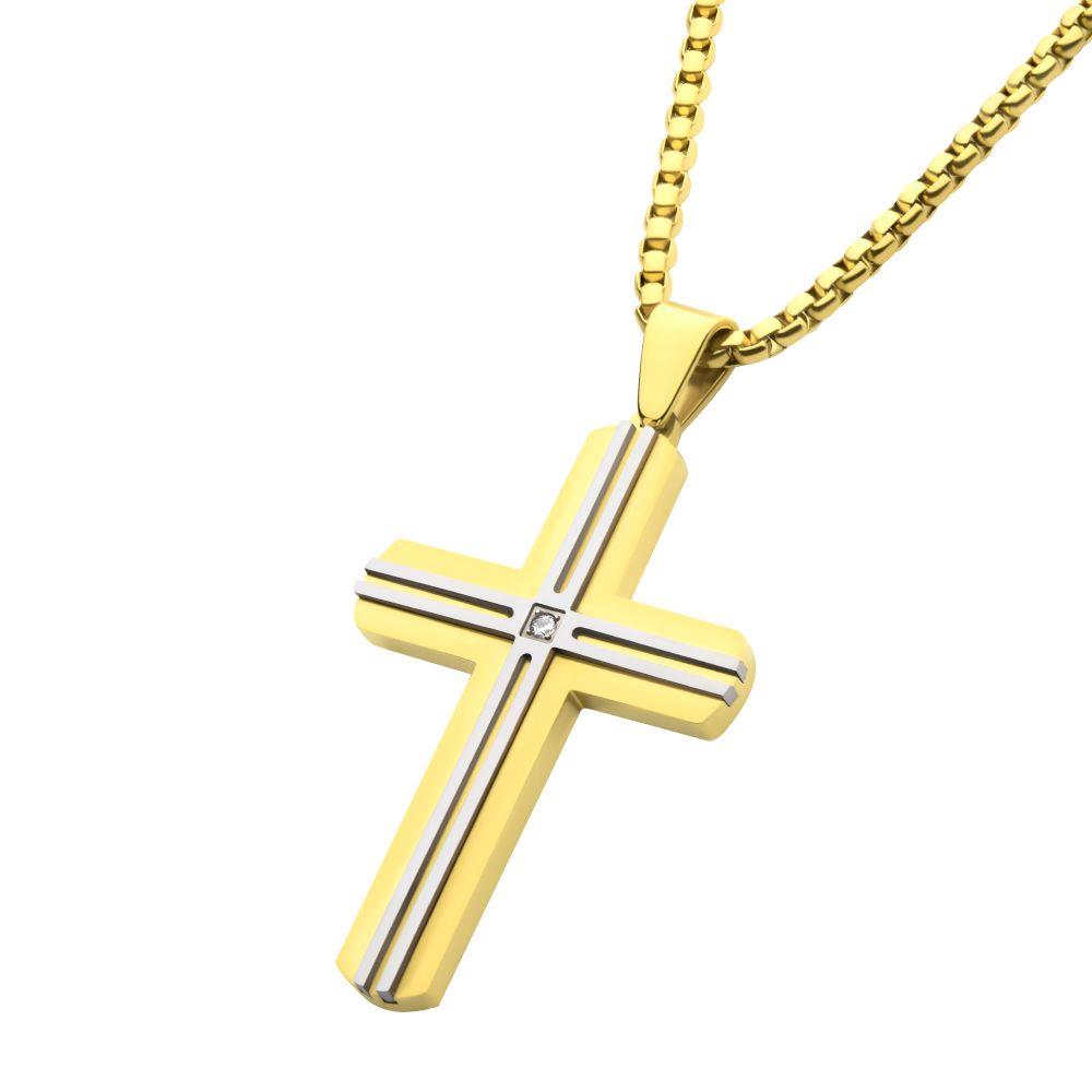 Featured image for “Gold-Plated Cross with Lab-Diamond Accent”