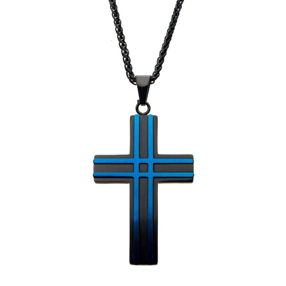 Featured image for “Stainless Steel Cross with Blue Accents”