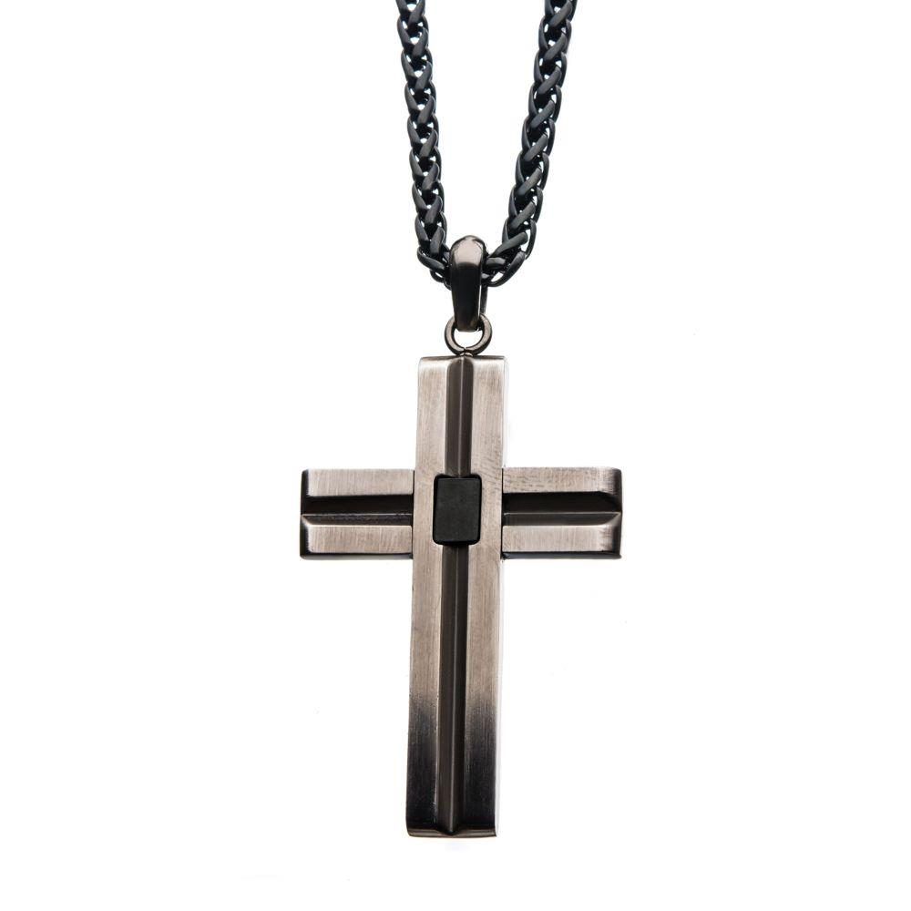 Featured image for “Stainless Steel Cross with Black Accents”