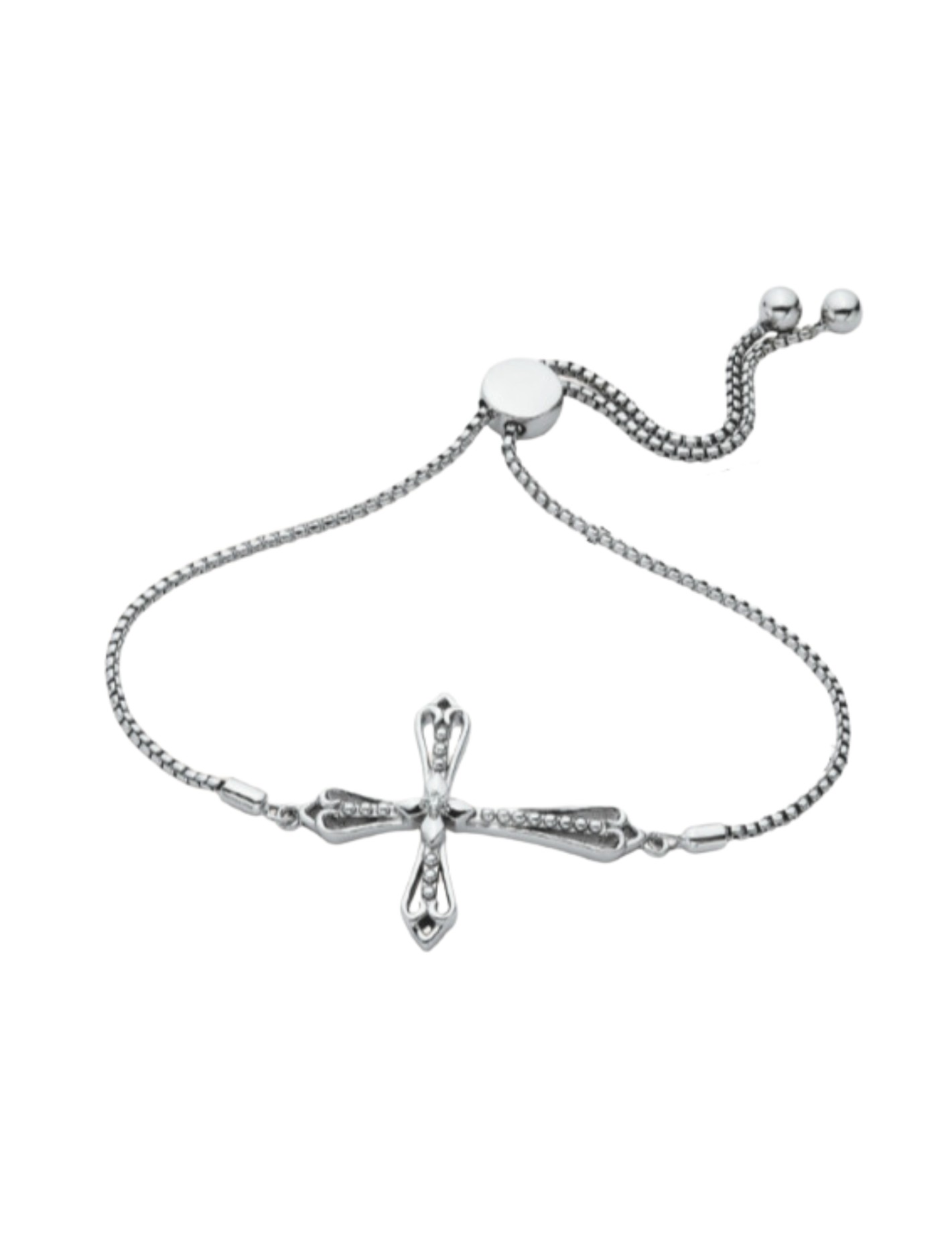 Featured image for “Sterling Silver Cross Bolo with Diamond Accent”