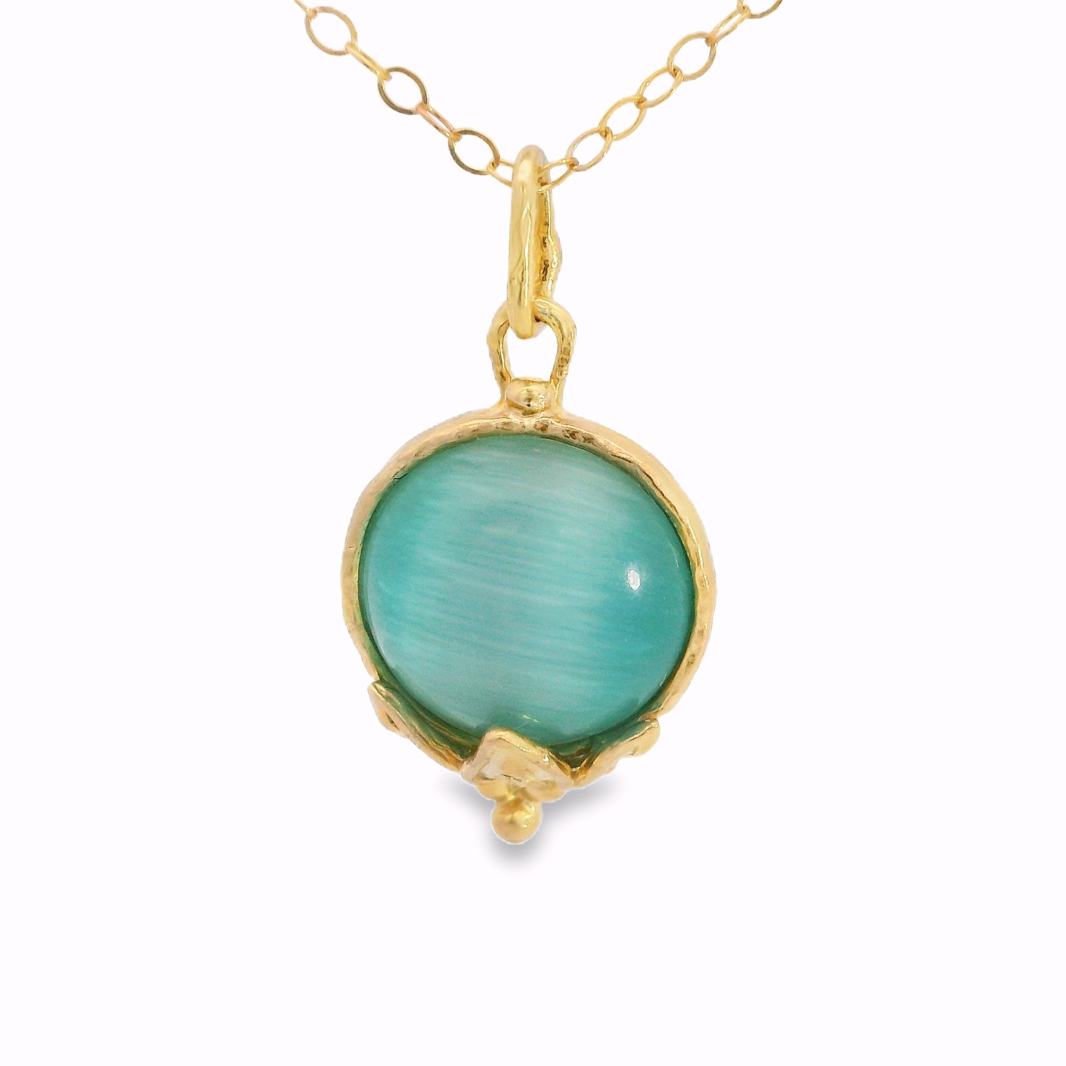 Featured image for “Gold-Filled Chain with Blue Cat's Eye Stone Necklace”