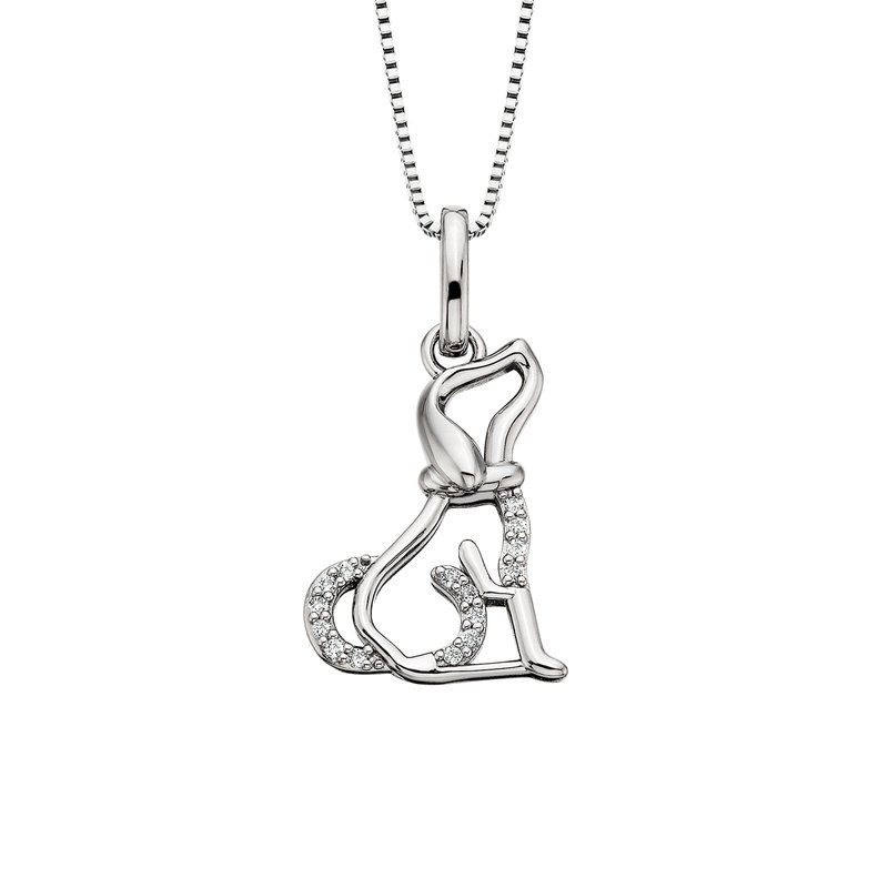 Featured image for “Sterling Silver and White Topaz Dog Pendant”