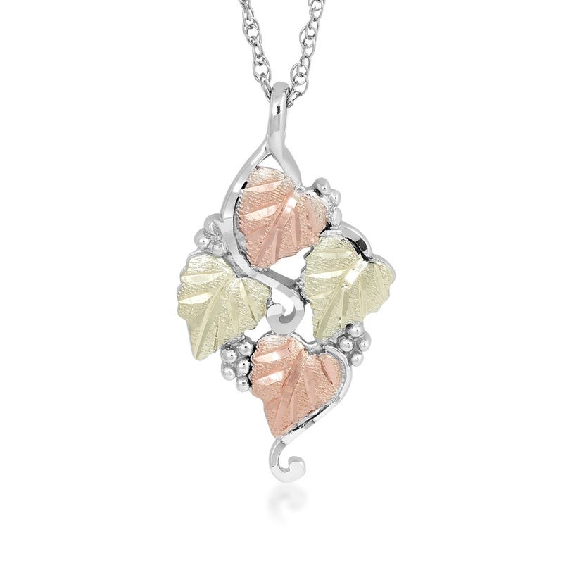 Featured image for “Sterling Silver Leaf Pendant with Black Hills Gold Accents”