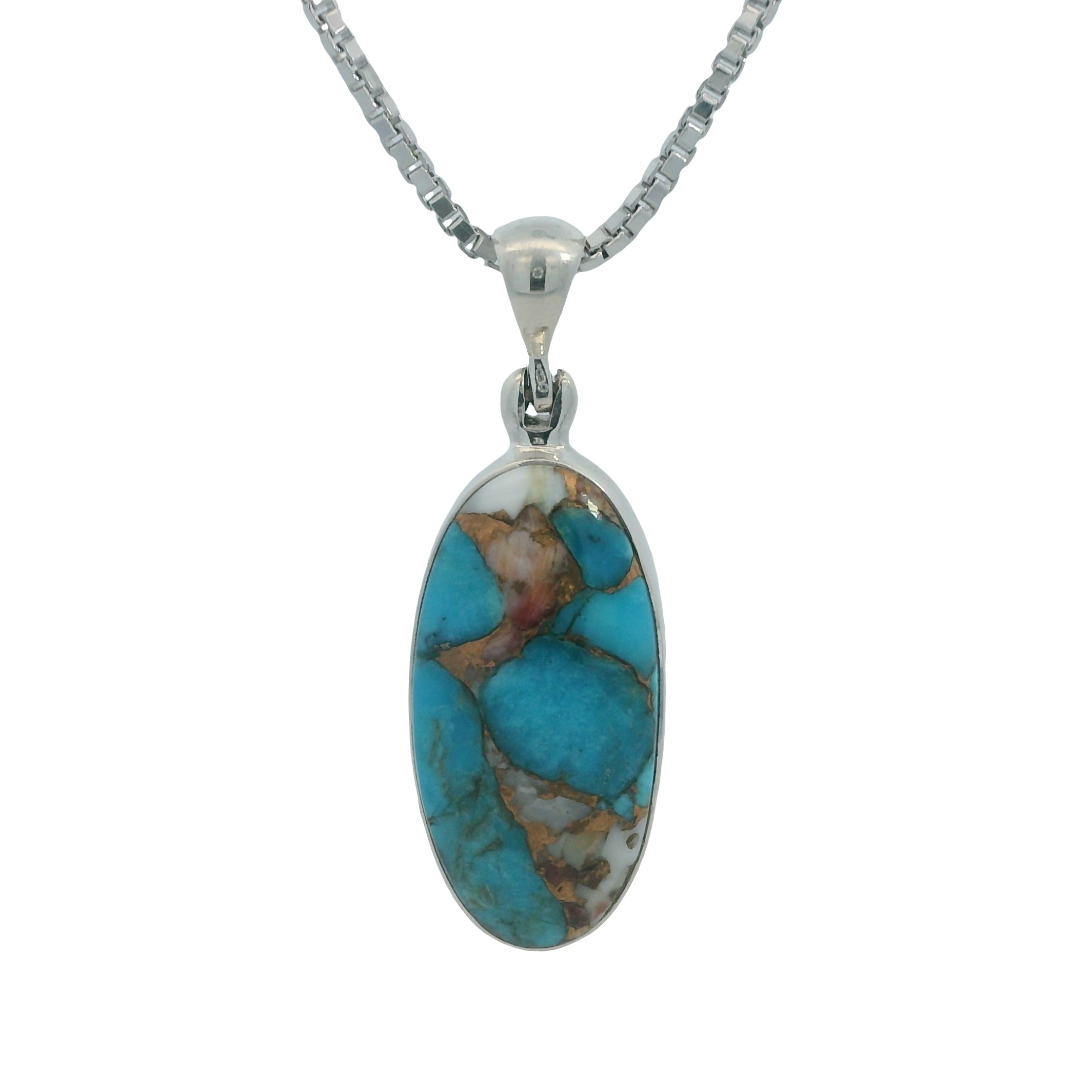 Featured image for “Sterling Silver Spiny Oyster Turquoise Pendant”