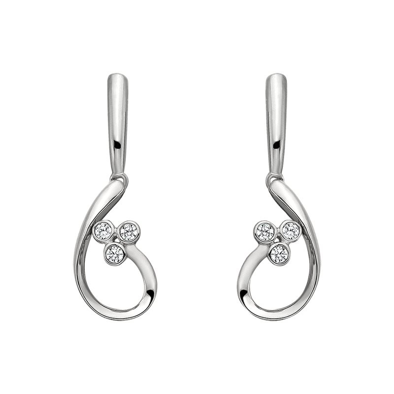 Featured image for “Sterling Silver Trifoil Diamond Earrings”