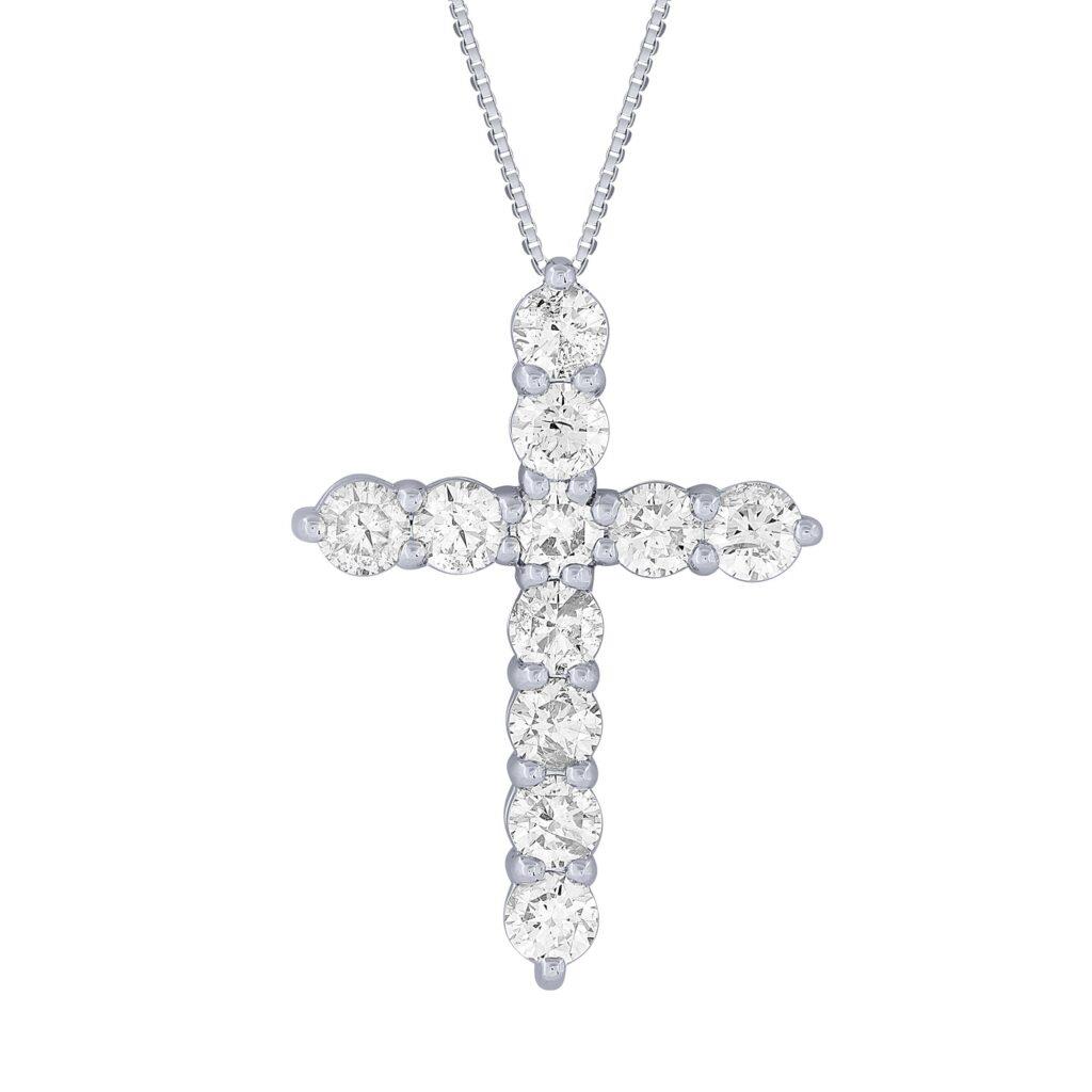 Featured image for “14K White Gold Diamond Cross Pendant”