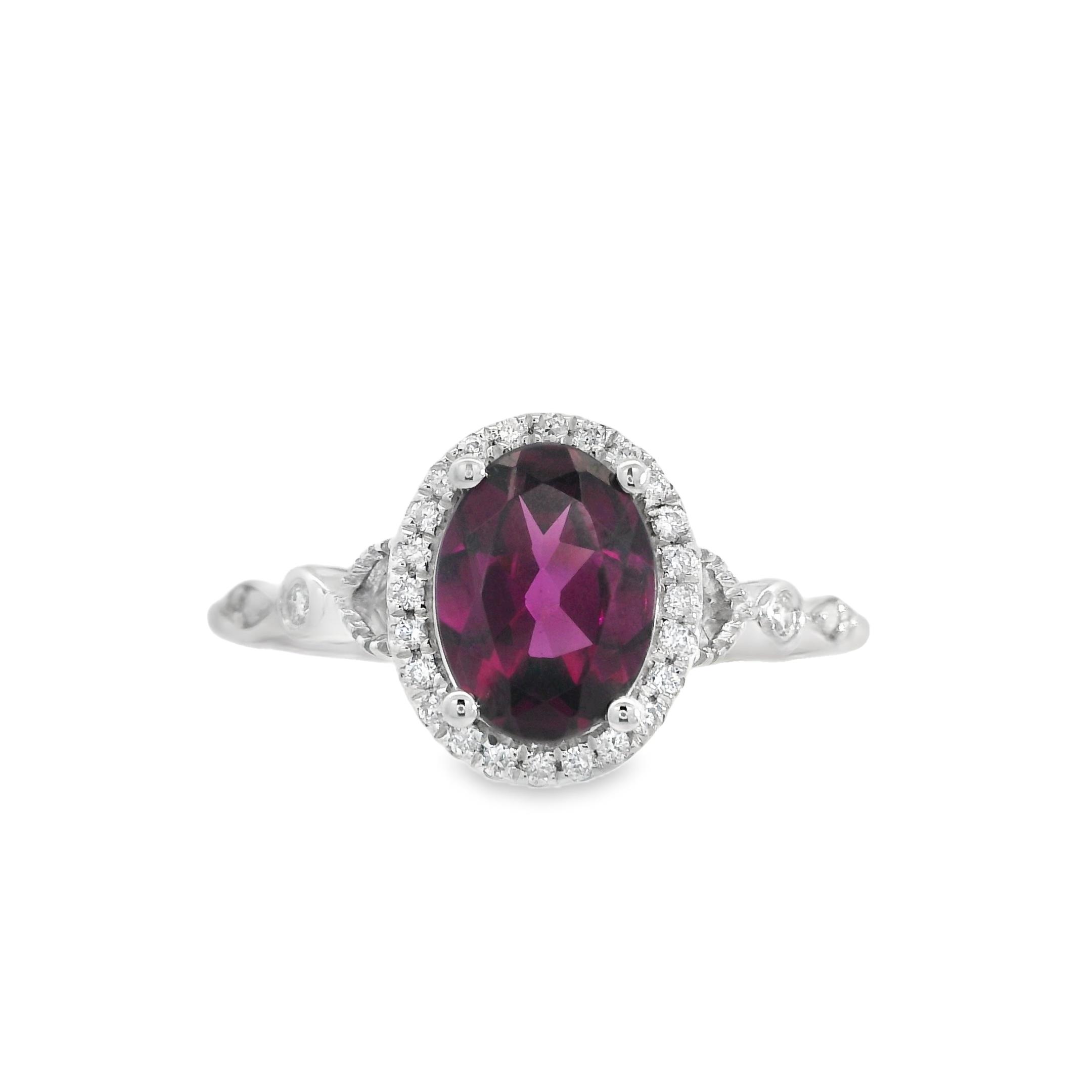 Featured image for “14k White Gold Rhodolite Garnet Ring”