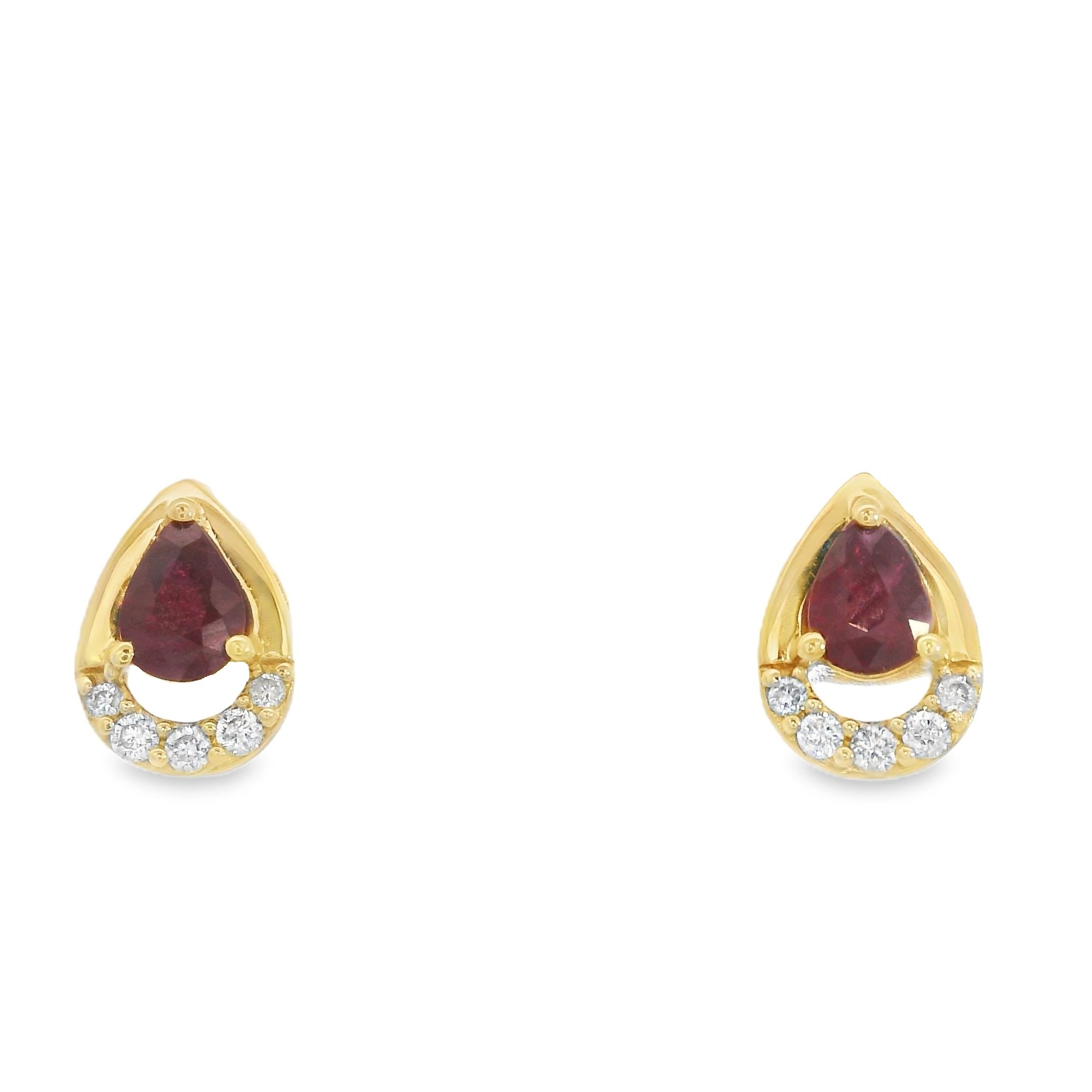 Featured image for “14k Yellow Gold Pear Shaped Ruby Earrings”