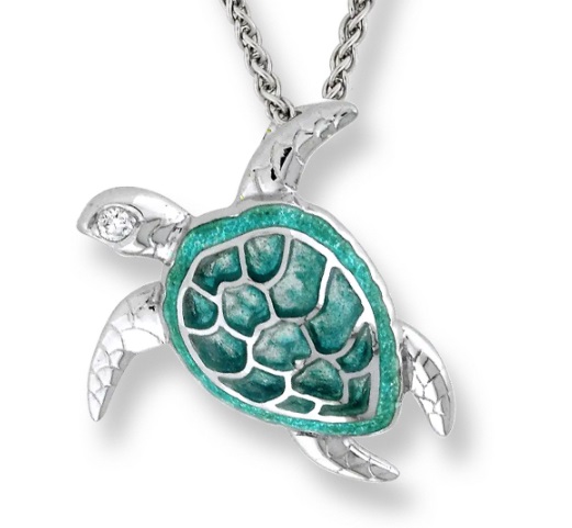 Featured image for “Sterling Silver Enamel Sea Turtle Pendant”