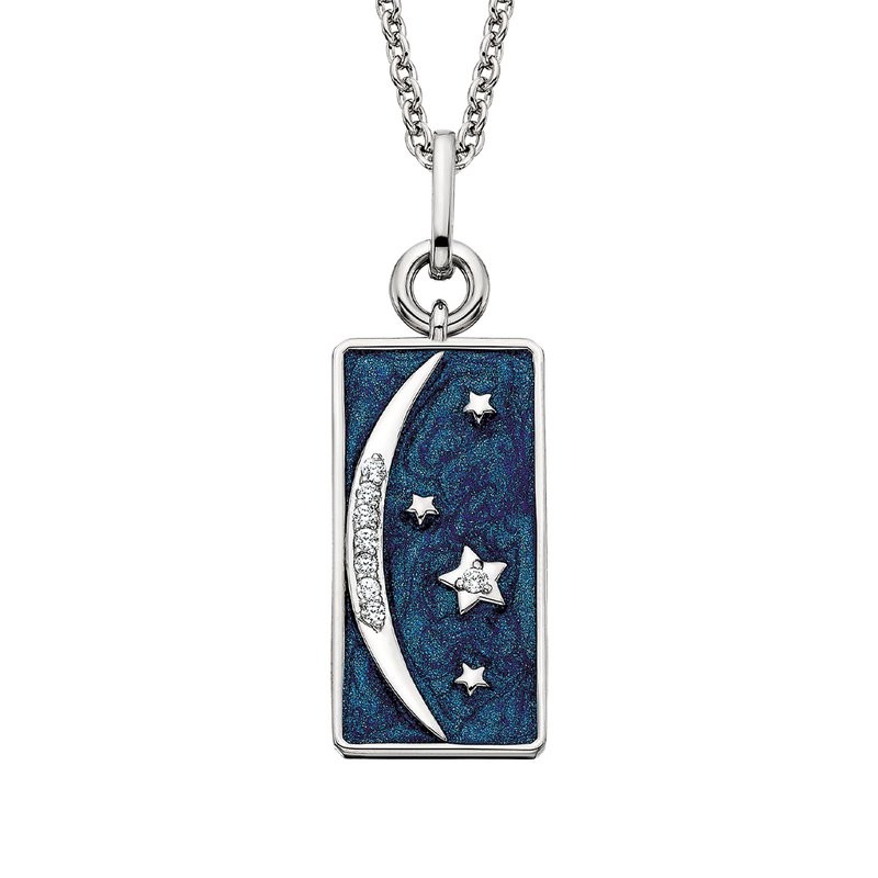 Featured image for “Sterling Silver Enamel Pendant with White Topaz Accents”