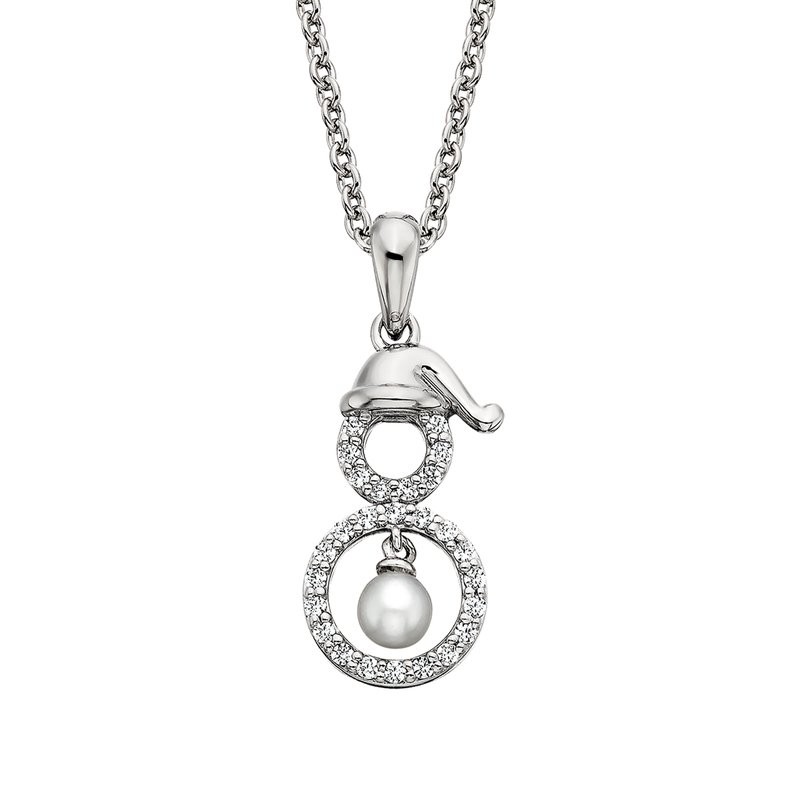 Featured image for “Sterling Silver White Topaz and Pearl Snowman Pendant”