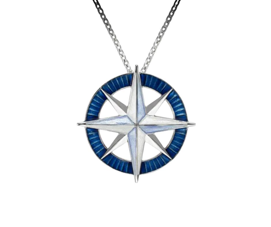 Featured image for “Sterling Silver Enamel Compass Pendant”
