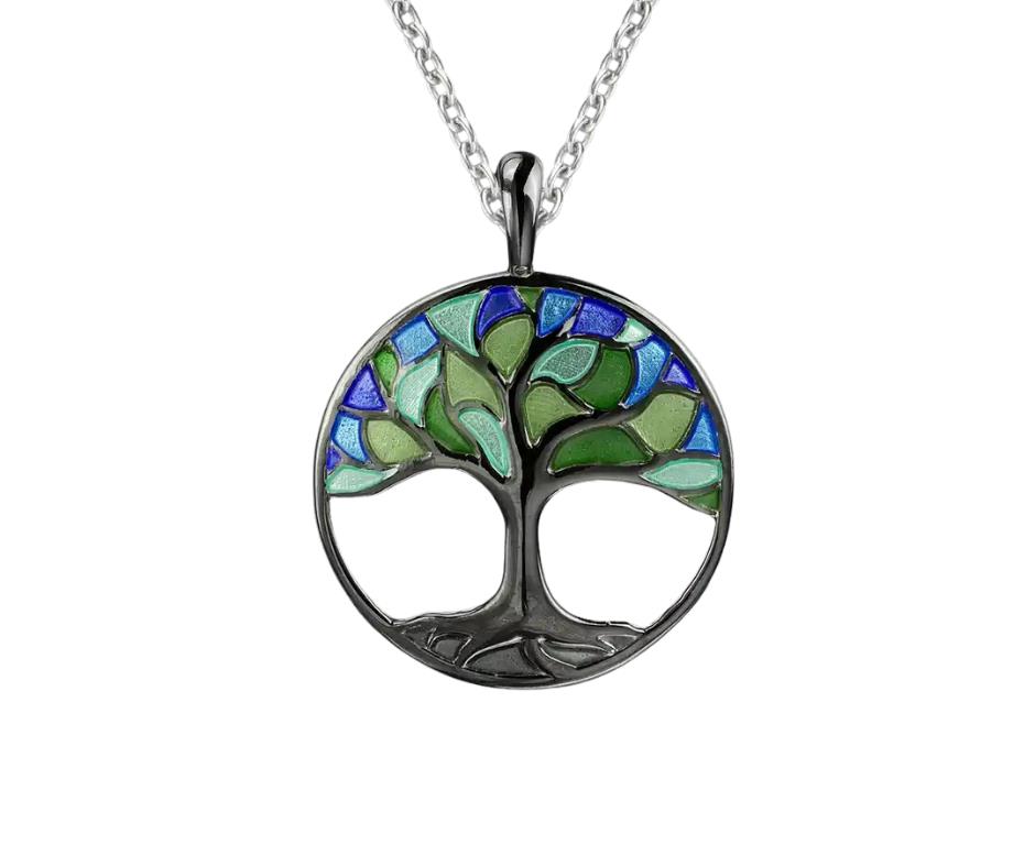 Featured image for “Sterling Silver Enamel Tree of Life Pendant”