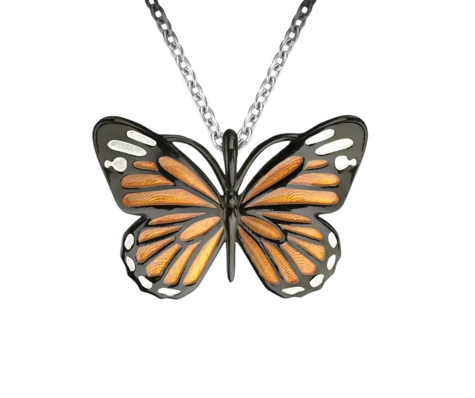 Featured image for “Sterling Silver Enamel Monarch Pendant”