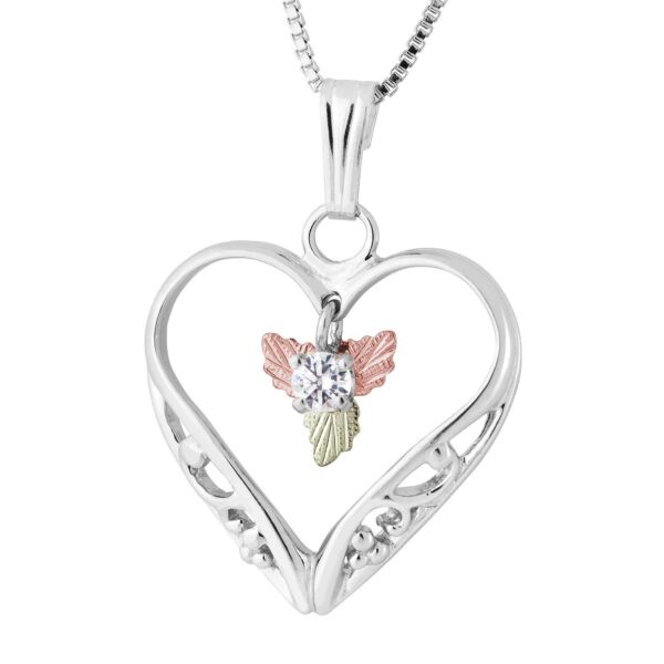 Featured image for “Sterling Silver Heart Pendant with White Sapphire”