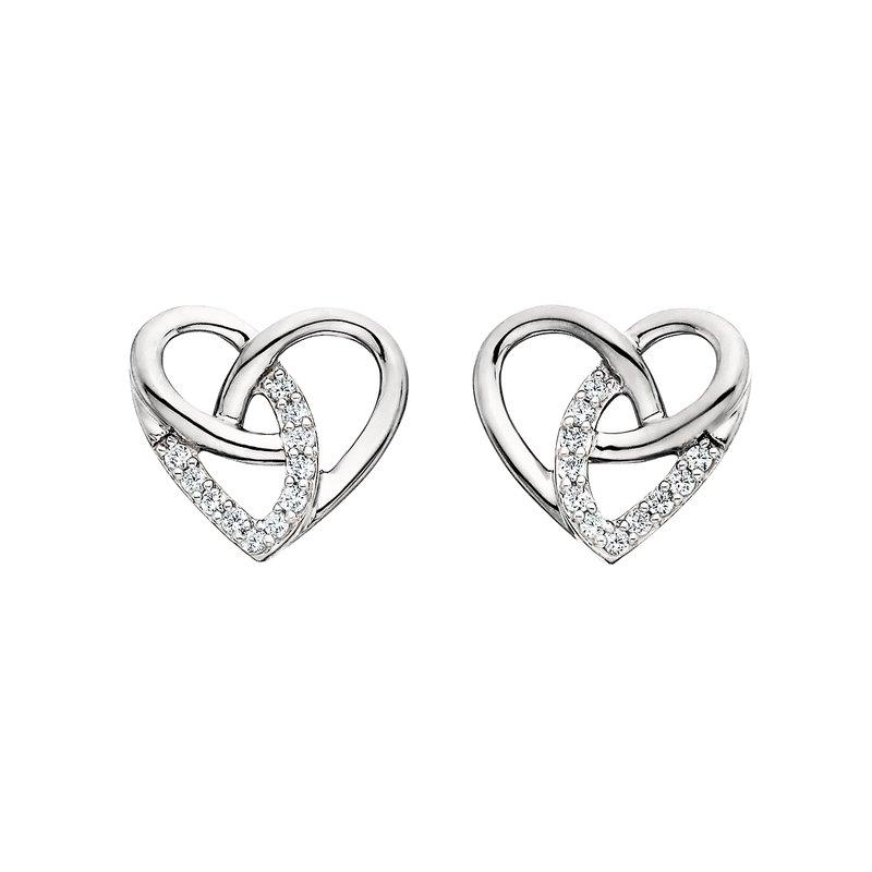 Featured image for “Sterling Silver Diamond Heart Earrings”