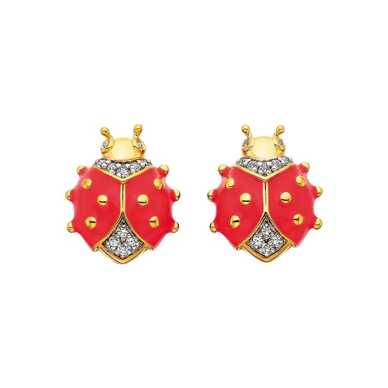 Featured image for “Vermeil Enamel Ladybug Earrings with White Sapphire Accents”