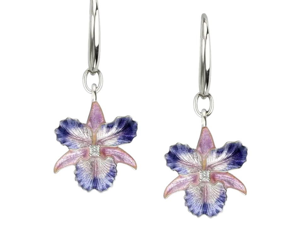 Featured image for “Sterling Silver Enamel Orchid Earrings”