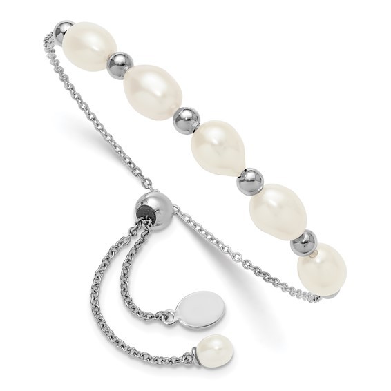 Featured image for “Sterling Silver Pearl Bolo Bracelet”
