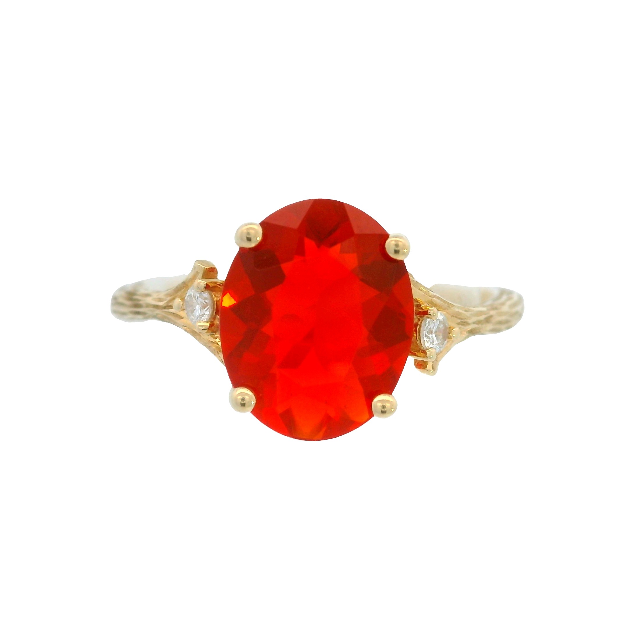 14k Fire Opal Ring with Branch Design