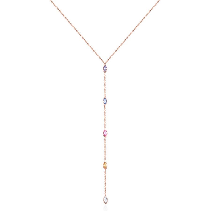 Ip-plated Stainless Steel Multi-colored Glass Necklace