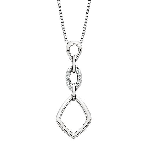 Sterling Silver Geometric Diamond Pendant