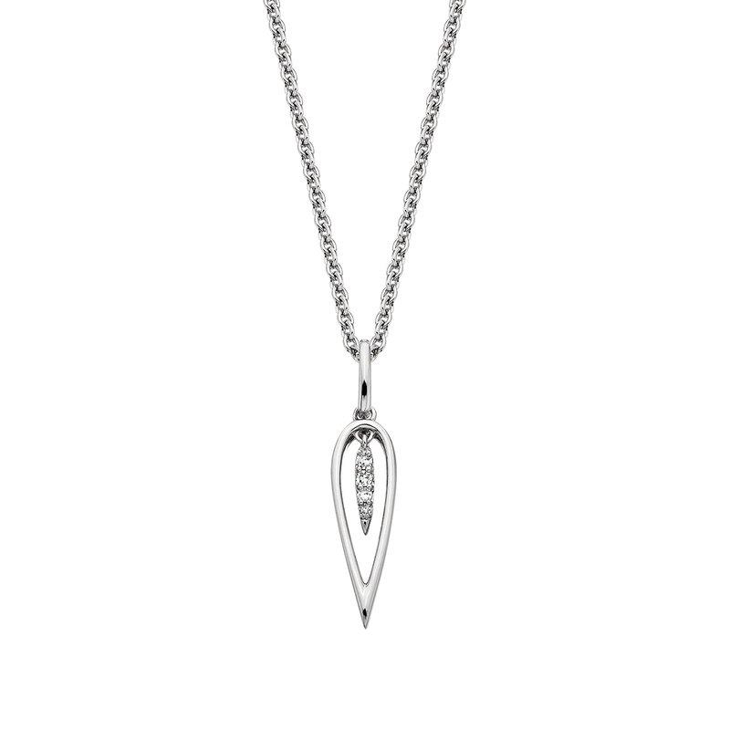 Sterling Silver Diamond Teardrop Pendant