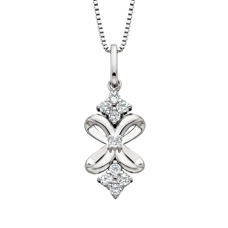 Sterling Silver White Topaz Bow Pendant