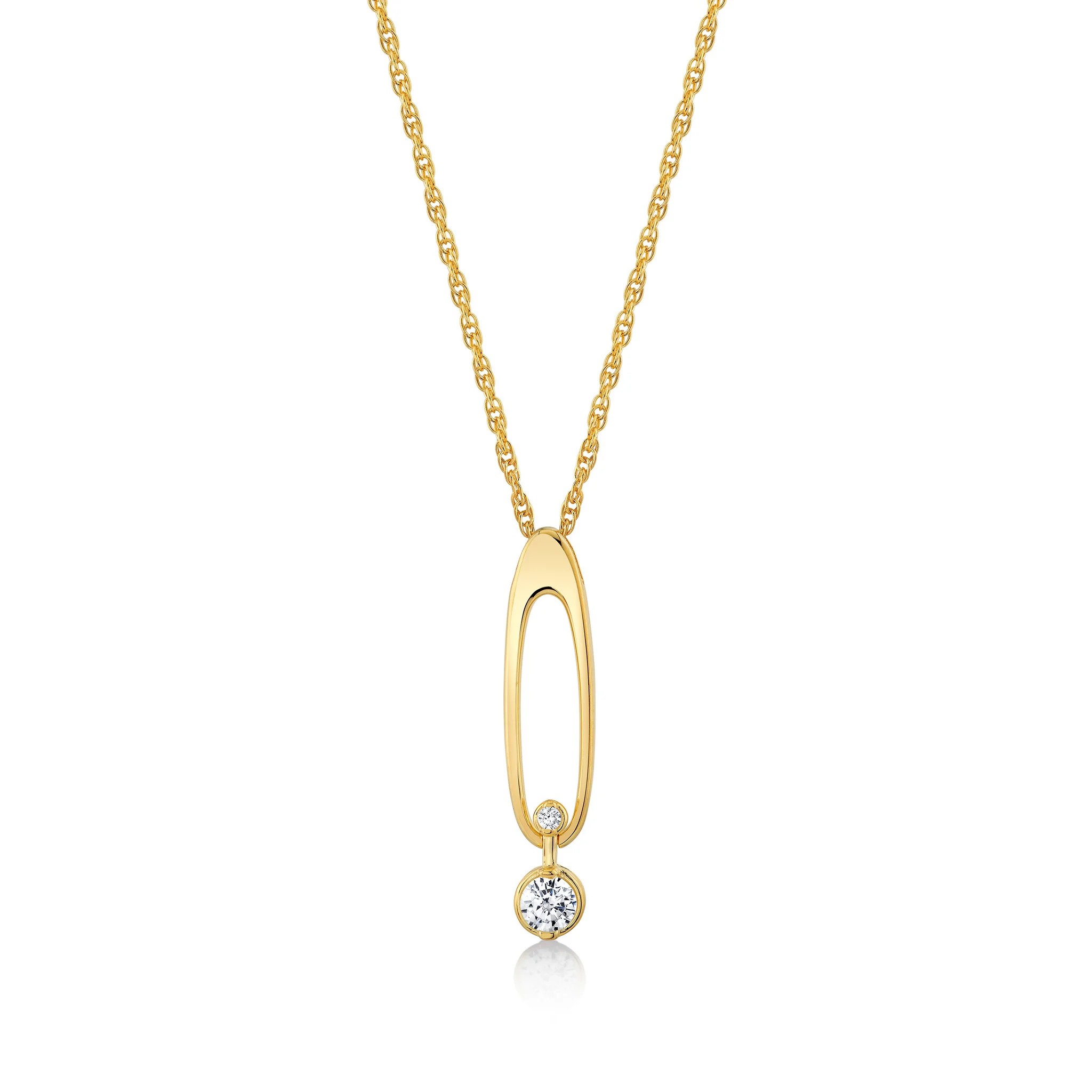 Featured image for “Gold Plated Oval Pendant with Cubic Zirconia”