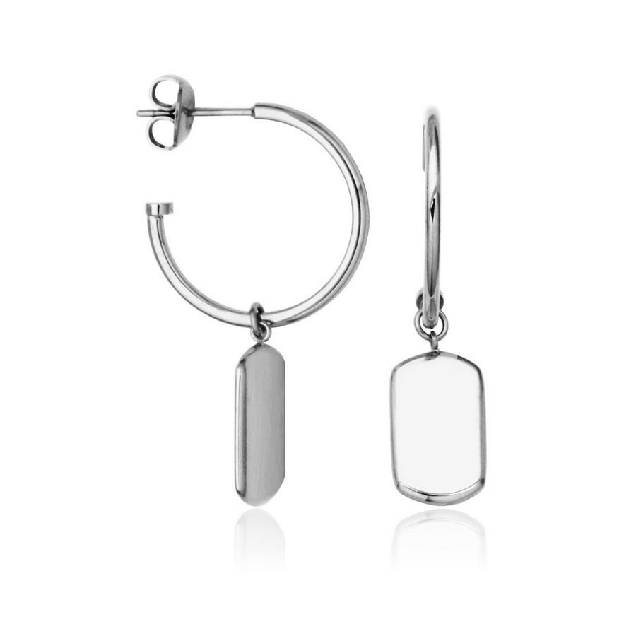 Stainless Steel Curved Rectangle Earrings