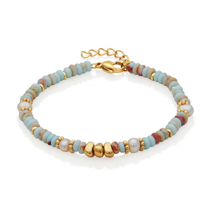 Ip-plated Stainless Steel Natural Stone Bracelet