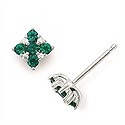 14k Created Emerald Earrings with Diamond Accents
