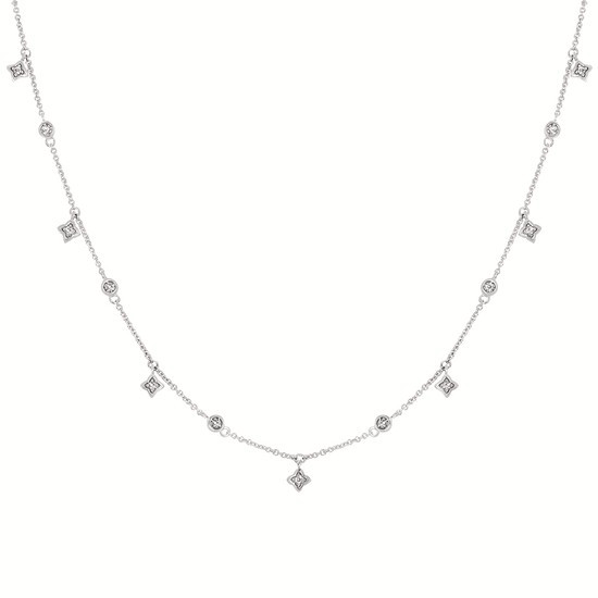 Featured image for “Sterling Silver Diamond Station Necklace”