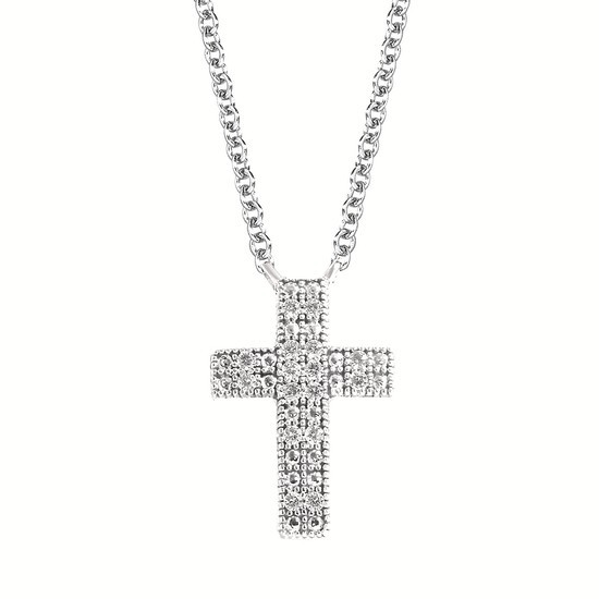 Featured image for “Sterling Silver Diamond Cross Pendant”