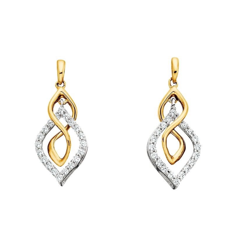 10k Two-Toned Diamond Earrings