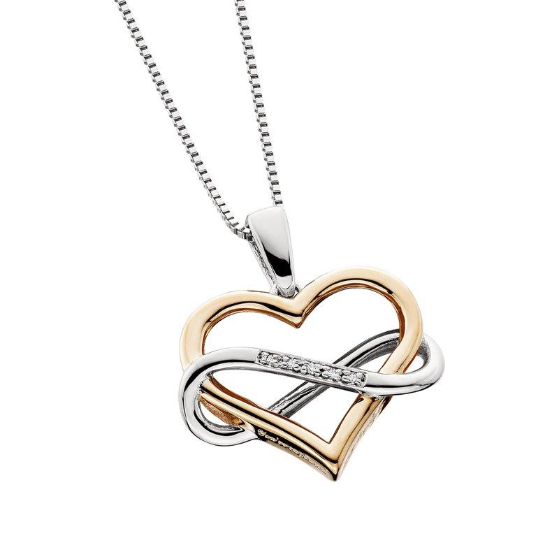 Sterling Sivler Heart Infinity Pendant with Diamond Accents