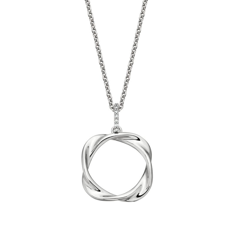 Sterling Silver Twisted Pendant with Diamond Bail