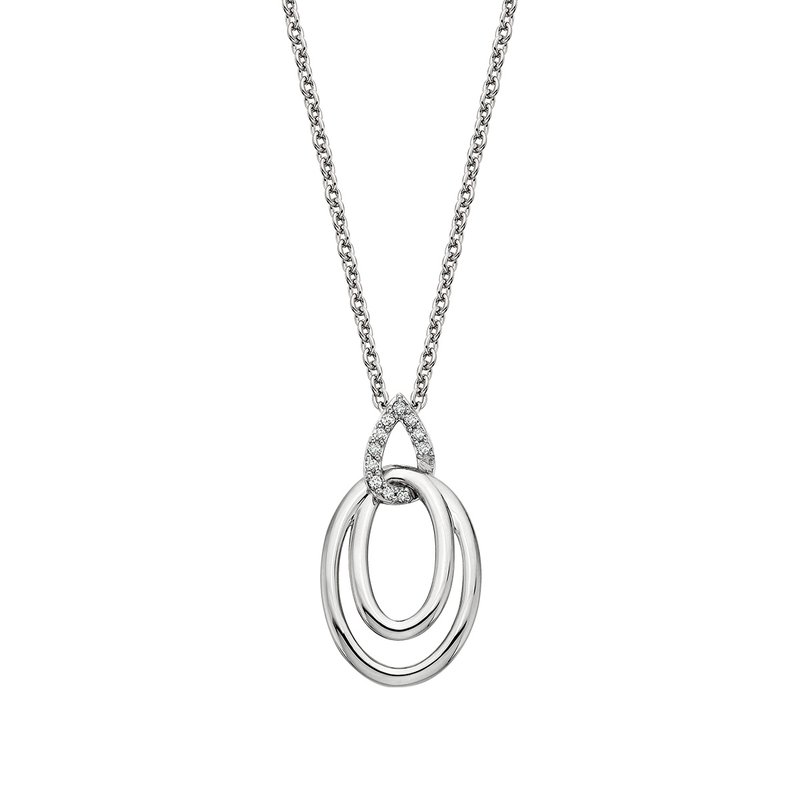 Sterling Silver Double Oval and Diamond Pendant