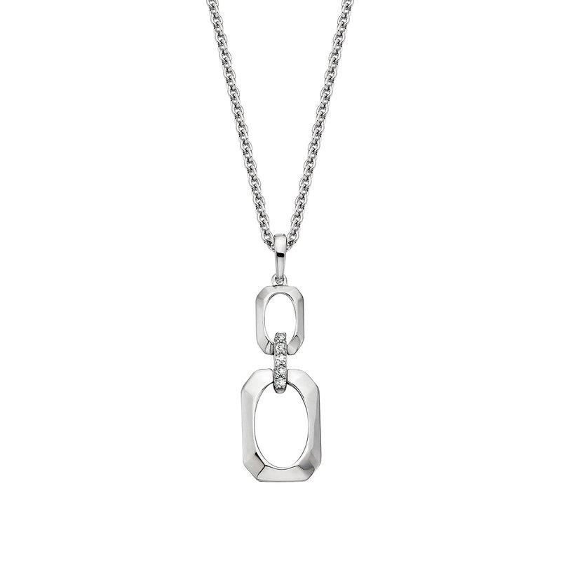Sterling Silver Diamond Geometric Pedant