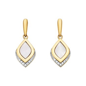 Vermeil Mother of Pearl and White Sapphire Earrings