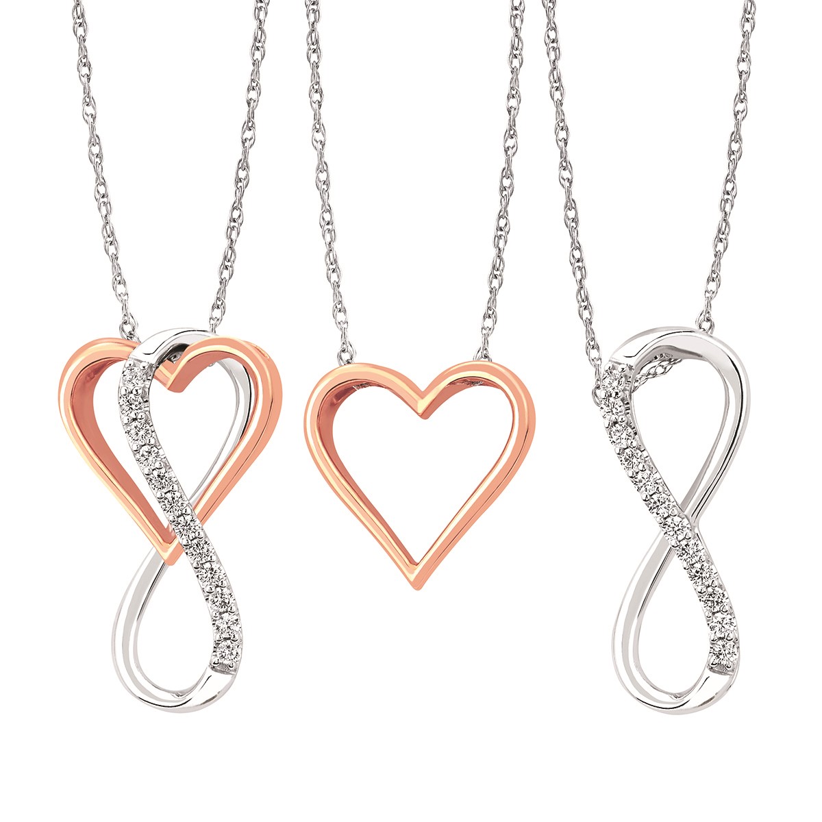 Featured image for “10k Two-Toned Diamond Heart and Infinity Pendant”