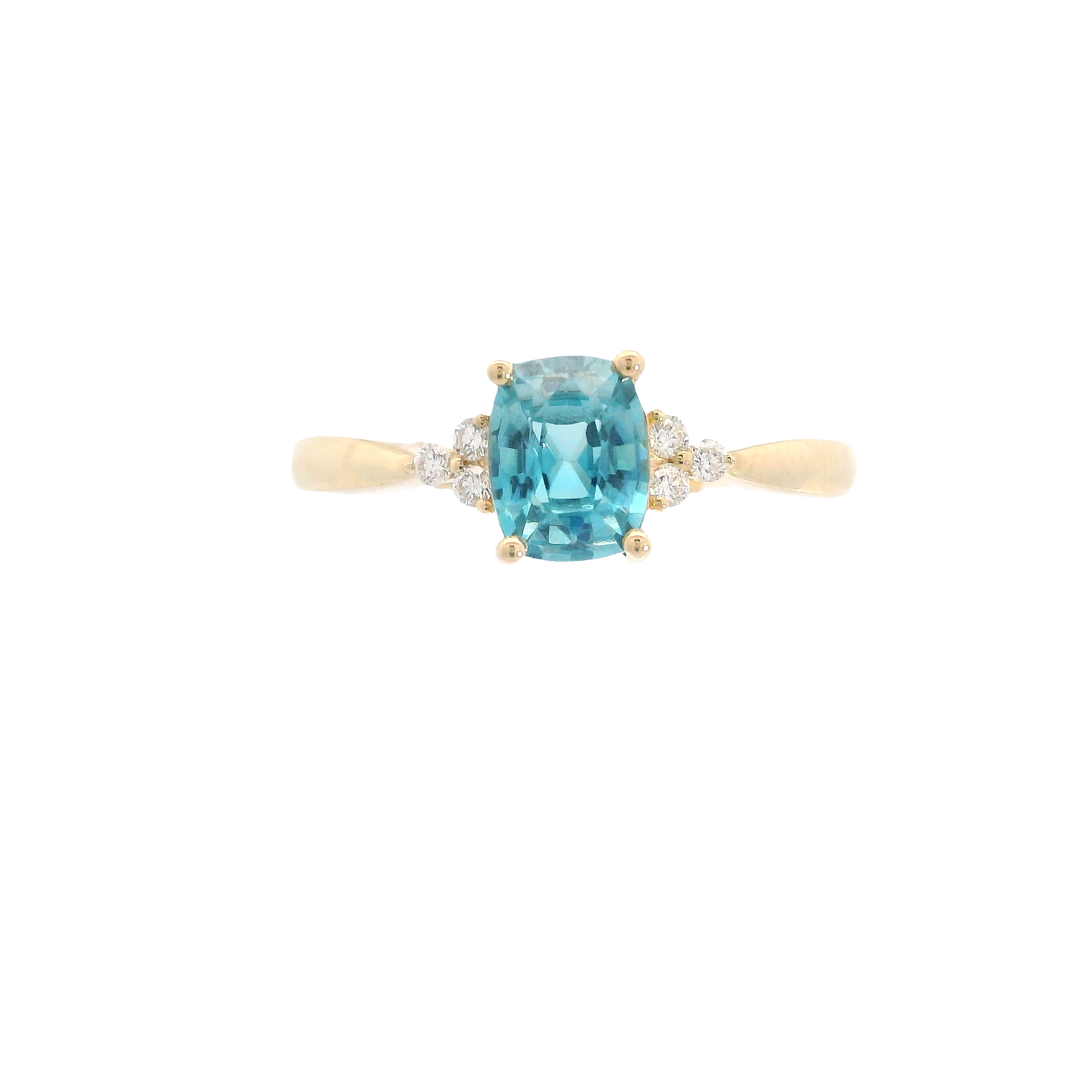 14k Blue Zircon Ring with Diamond Accents