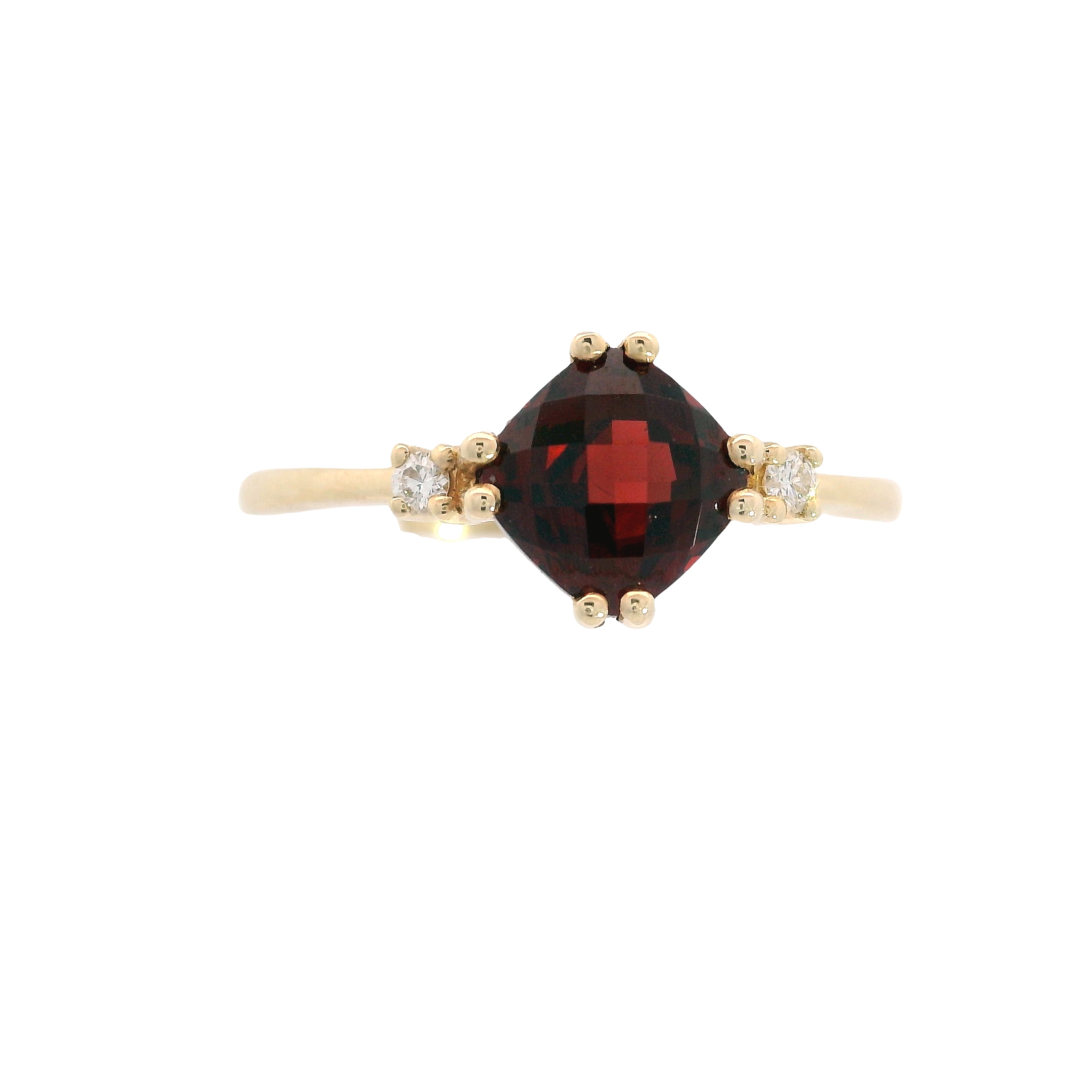 14k Garnet Ring with Diamond Accents