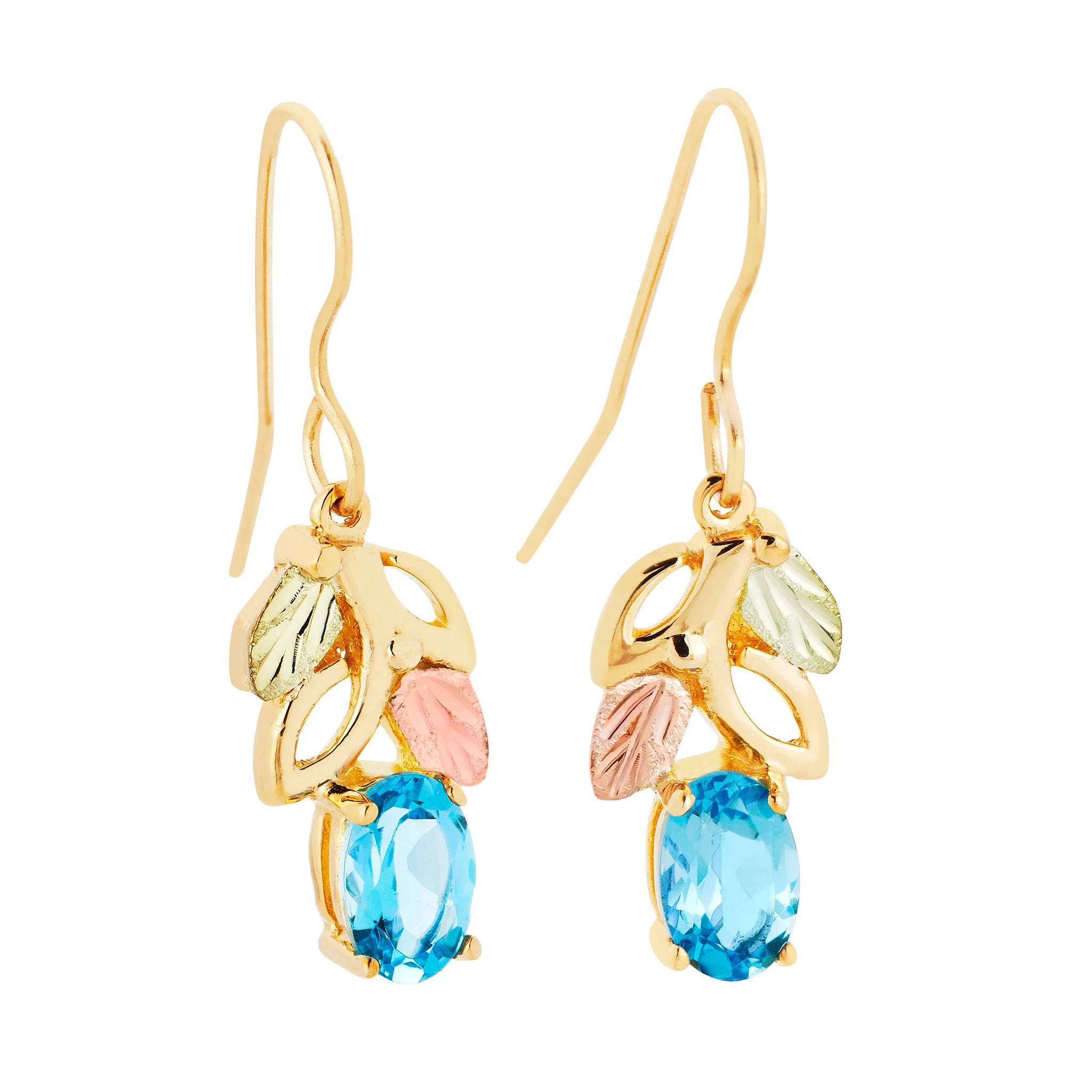 Featured image for “10k Blue Topaz Earrings with Black Hills Accents”