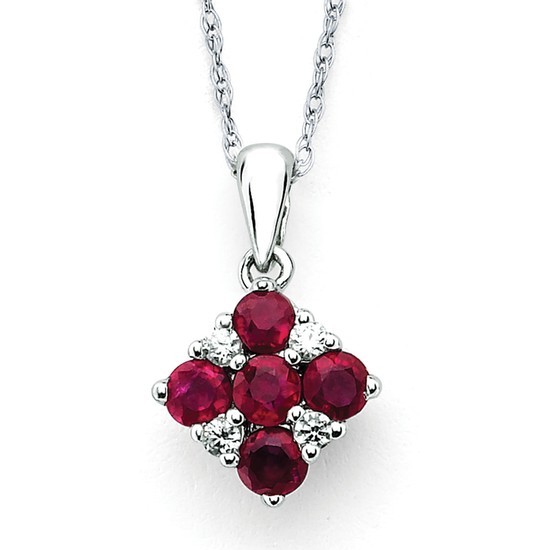 Featured image for “14k Ruby Pendant with Diamond Accents”